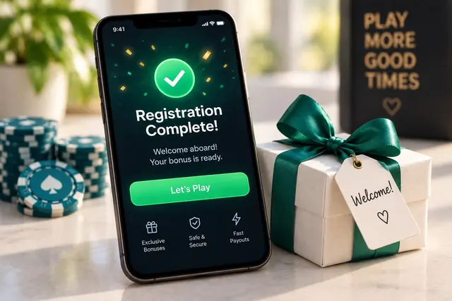 Phone with a finished sign-up screen and a small gift