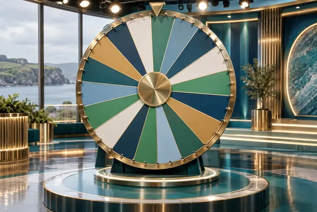 Best live casino: colourful money wheel in a live game show studio